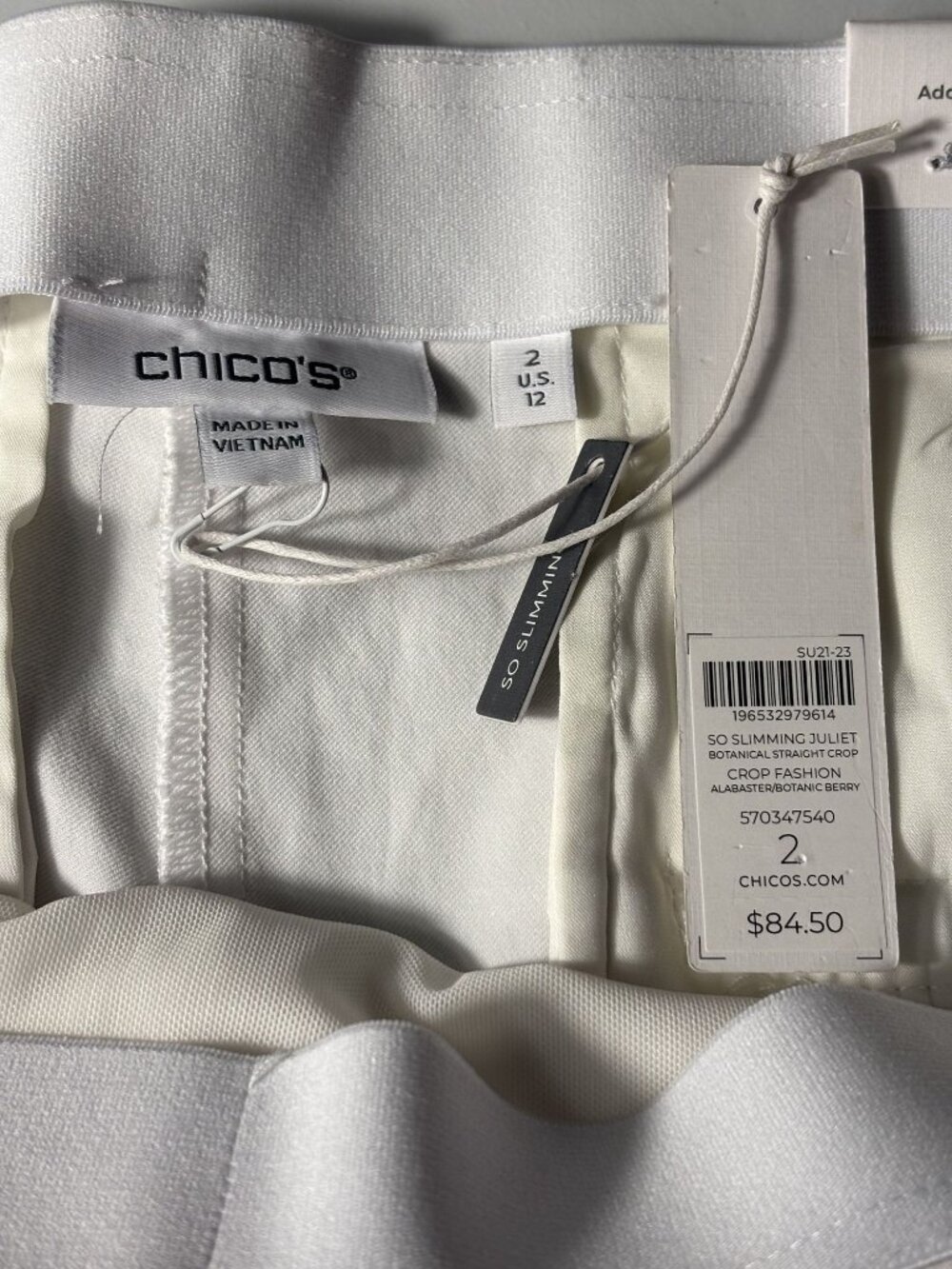 Chicos White Tropical Floral Capri Pants Stretch Chicos Size 2 = Large or 12 - Picture 7 of 10